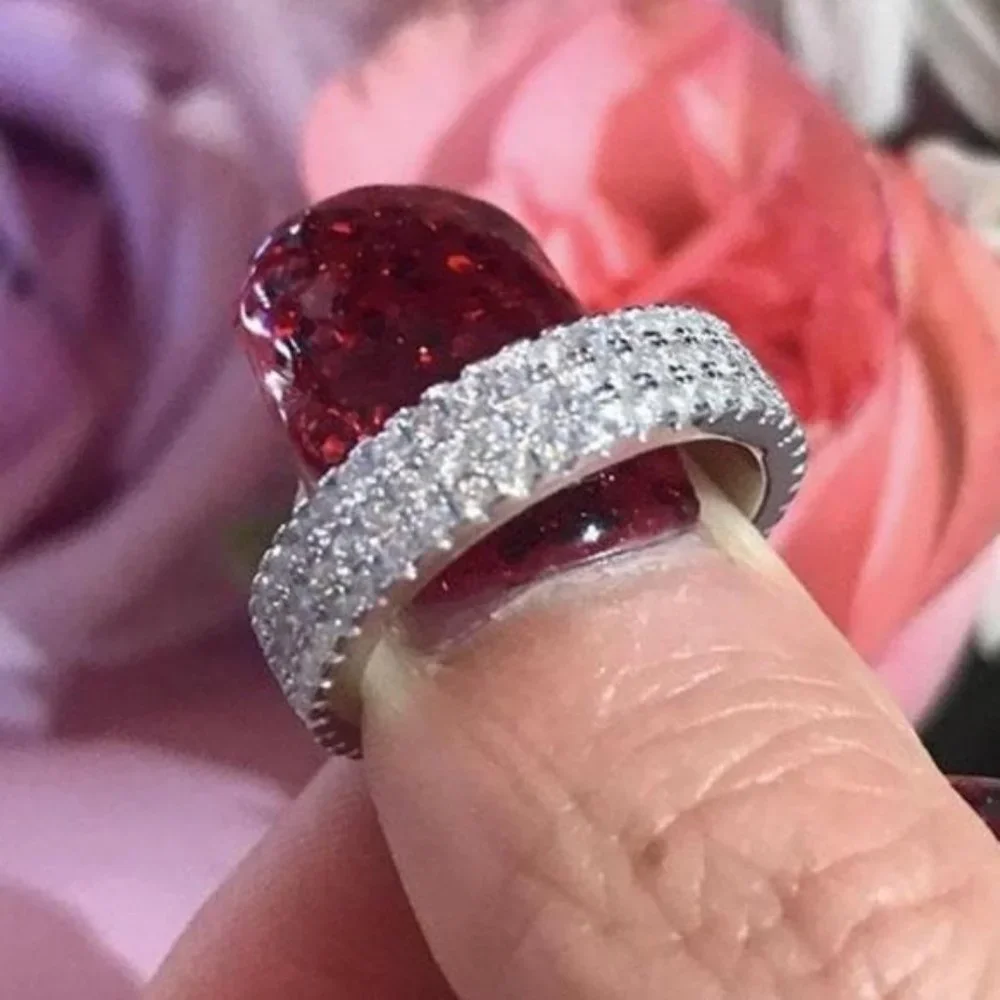 925 SILVER DIAMOND TRIPLE FULL ETERNITY RING, CUTE RING, SHINY RING. - Picture 2 of 7